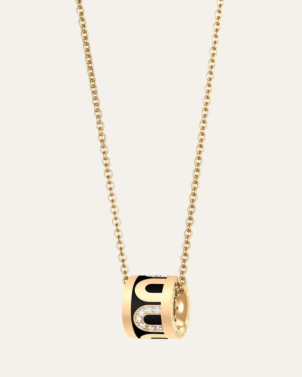 L'Arc de DAVIDOR Bead Necklace in 18K Yellow Gold with Caviar Lacquered Ceramic and Colonnato Diamonds